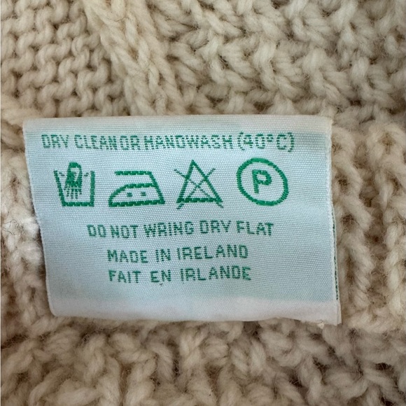 Irish Aran Handknit Wool Ivory Sweater for Men - Picture 11 of 11